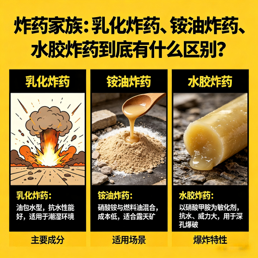 大通炸药家族：乳化炸药、铵油炸药、水胶炸药到底有什么区别？